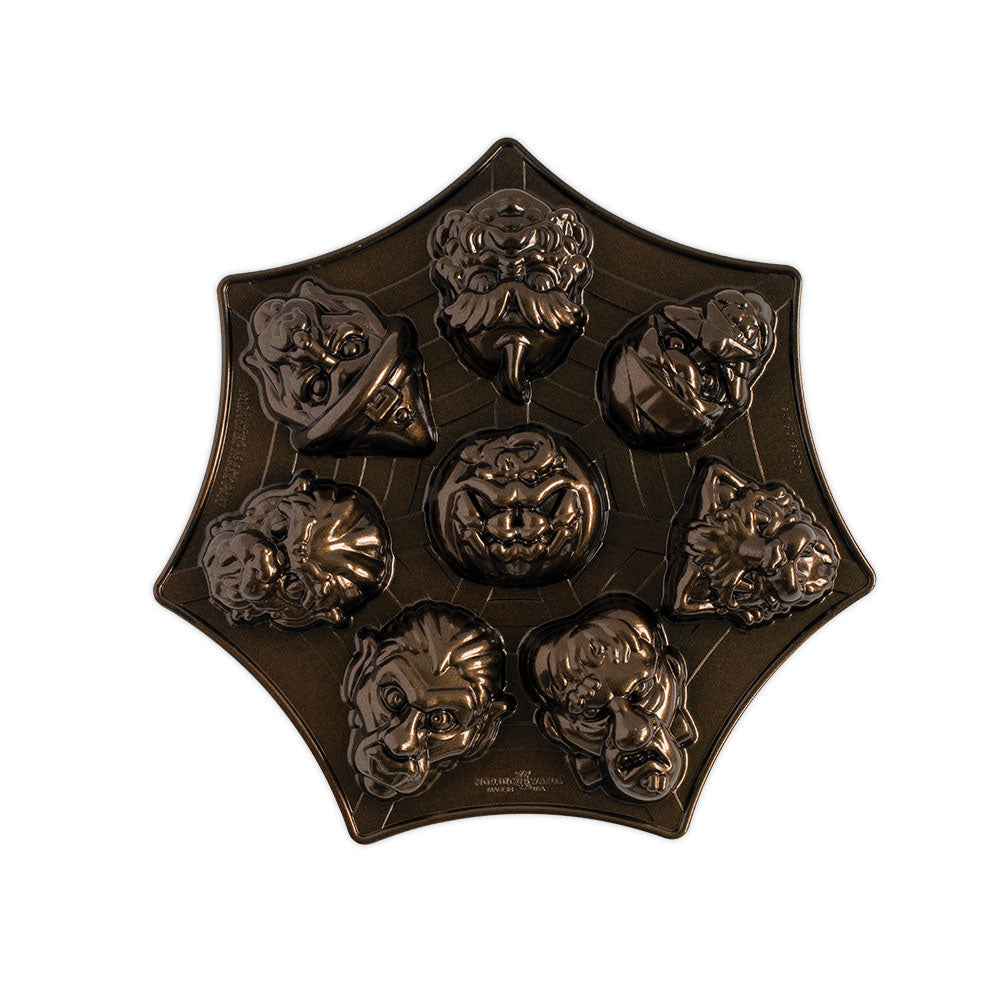 American Made Nordicware Cast Monster Mask Cakelet Pan- Bronze Non Stick