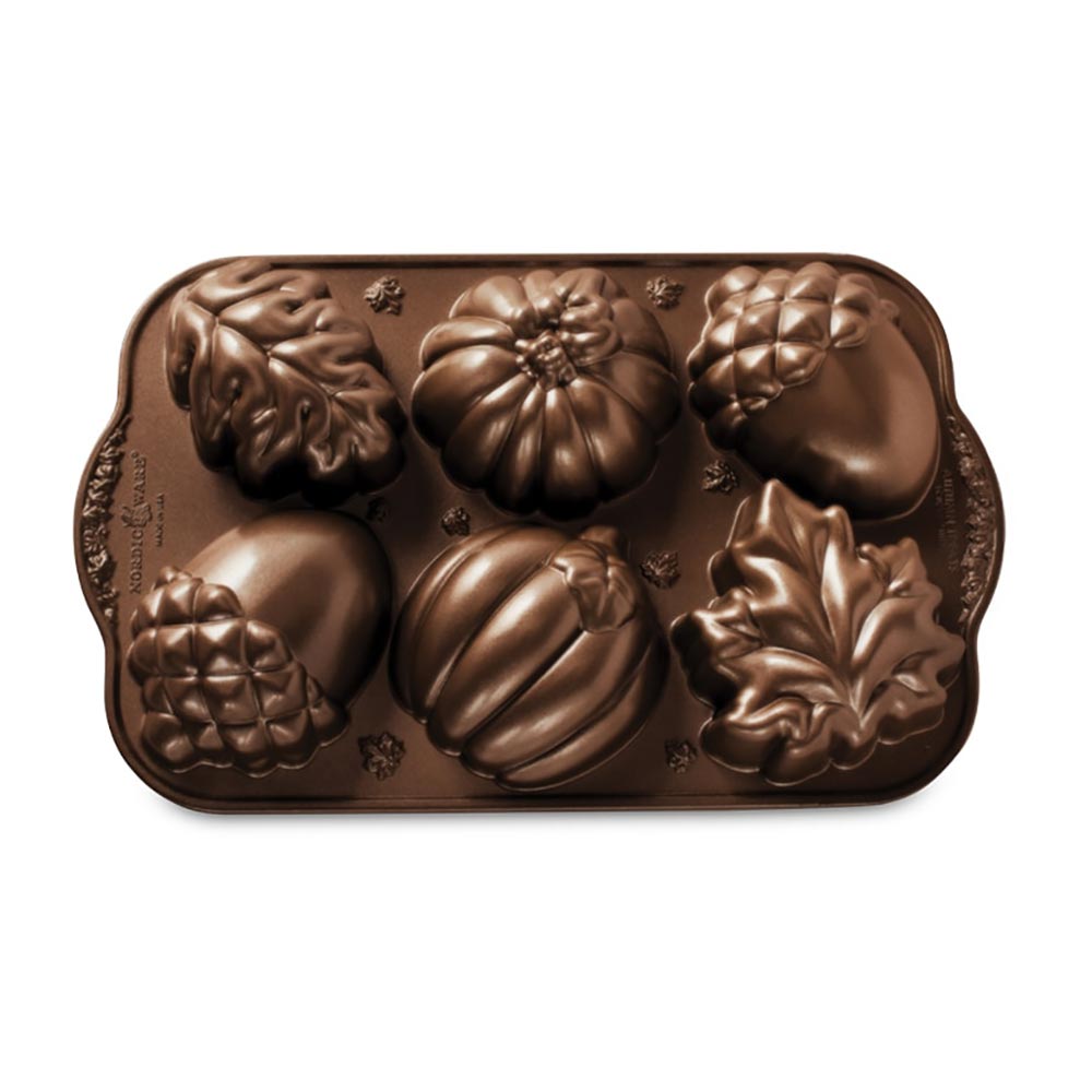 American Made Nordicware Cast Autumn Treats Cakelet Pan- Bronze Non Stick