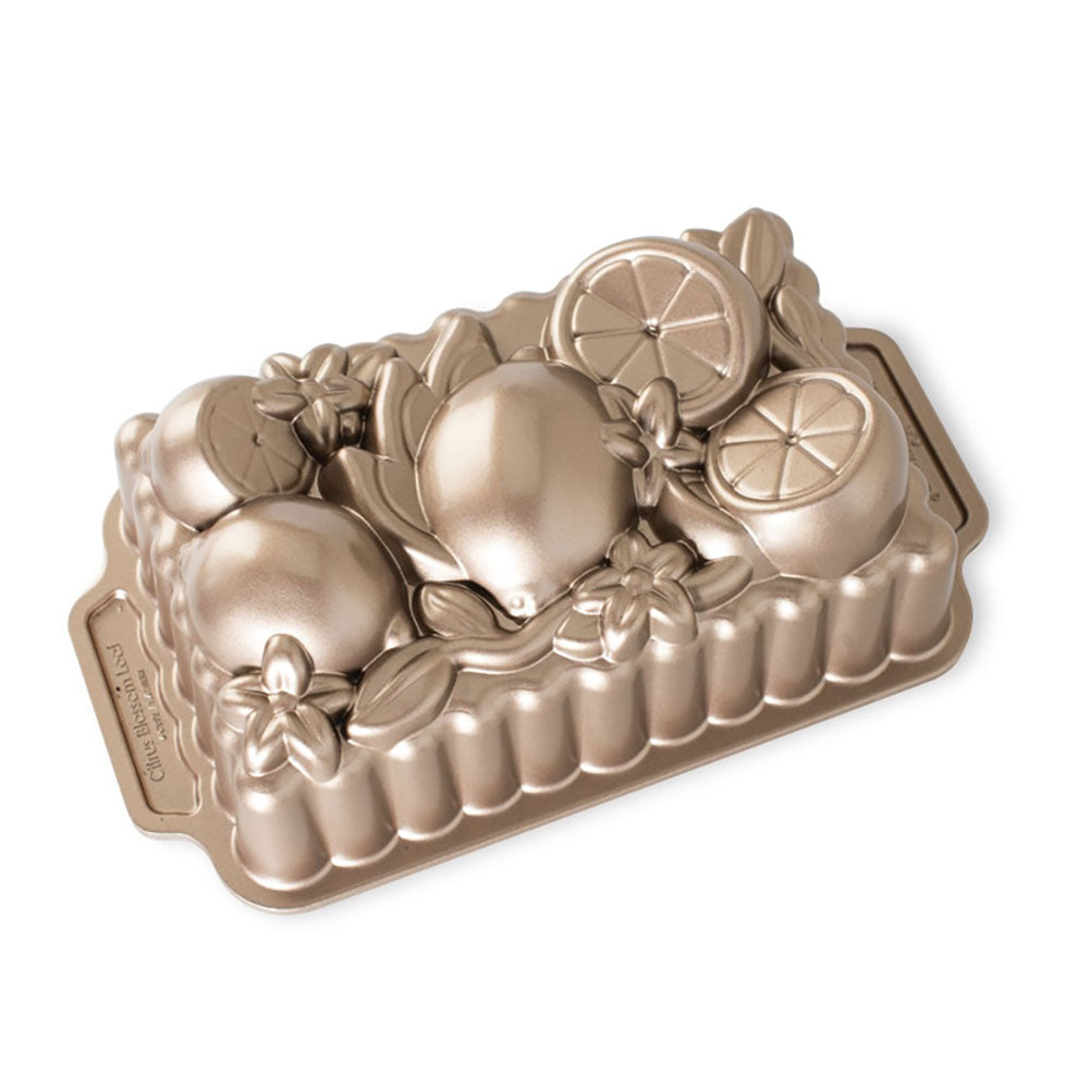 American Made Nordicware Cast Spring Citrus Blossom Loaf Pan-Toffee Non Stick