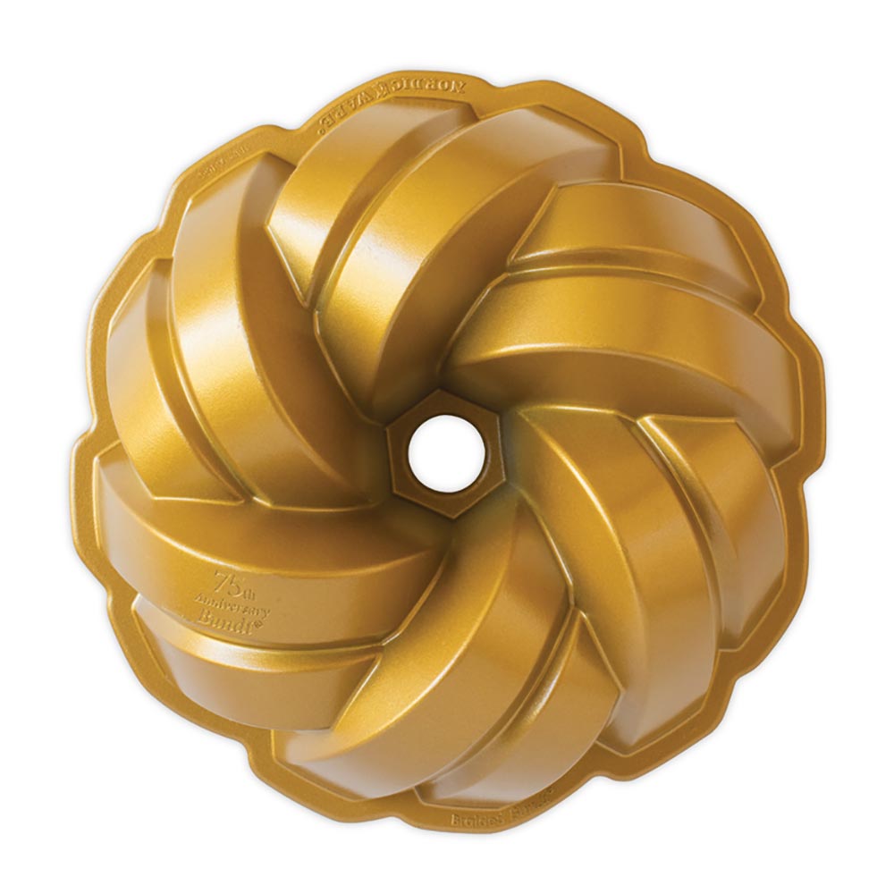 American Made Nordicware Cast 75th Anniversary Braided Bundt Pan- Gold Non Stick