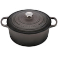 An oyster/ grey colored 7 - 1/4 Quart Le Creuset Signature Enameled Cast Iron Round French/Dutch Oven