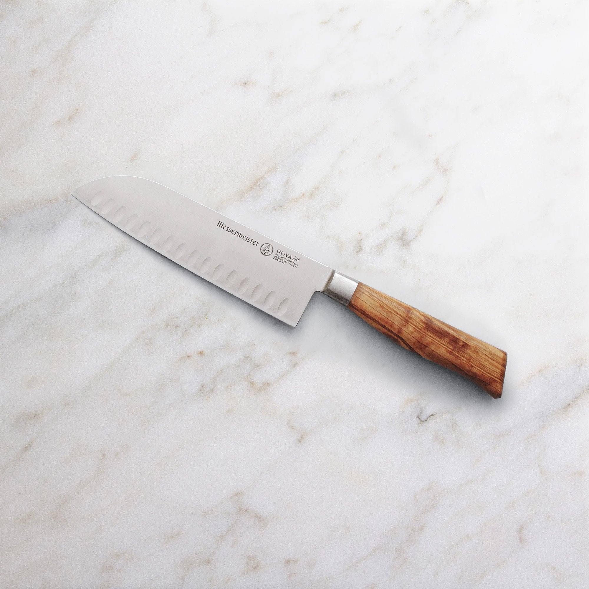Messermeister Oliva Elite 7 Inch Kullenschliff Santoku Knife