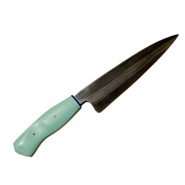 Colorado Made  B&D Knives Carbon Steel 7 Layer Damascus 7.5 Inch Chef's Knife-Tiffany Blue