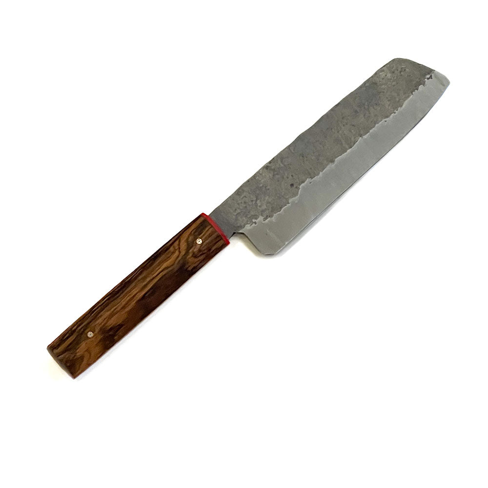 Handmade Knife- Colorado Made  B&D Knives Brut de Forge Carbon Steel 6.5 Inch Nakiri Knife- Bocote Wood Handle