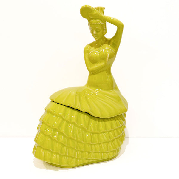 Rare Discontinued Homer Laughlin Fiestaware Dancing Lady Cookie Jar-Lemongrass