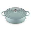 A seasalt/ grey green 6-3/4 Quart Le Creuset Signature Enameled Cast Iron Low Round French/Dutch Oven