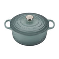 A seasalt/ grey green colored 5 - 1/2 Quart Le Creuset Signature Enameled Cast Iron Round French/Dutch Oven