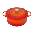 A Flame/ orange colored 7 - 1/4 Quart Le Creuset Signature Enameled Cast Iron Round French/Dutch Oven
