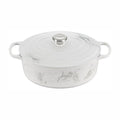 A marble/ white marble 6-3/4 Quart Le Creuset Signature Enameled Cast Iron Oval French/Dutch Oven