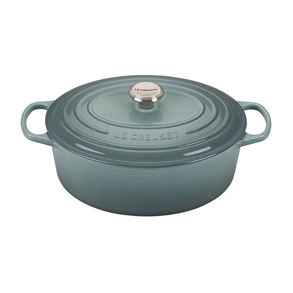 A seasalt/ grey green 6-3/4 Quart Le Creuset Signature Enameled Cast Iron Oval French/Dutch Oven