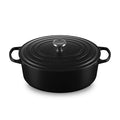 A Licorice/ matt black colored 8 Quart Le Creuset Signature Enameled Cast Iron Oval French/Dutch Oven