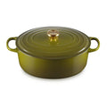 A Olive / green colored 8 Quart Le Creuset Signature Enameled Cast Iron Oval French/Dutch Oven