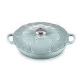 A Le Creuset Sea Salt/ Green 2.25qt petal braiser