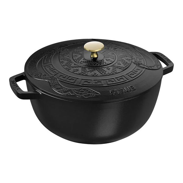 Staub French Made LIMITED EDITION YEAR OF THE SNAKE Enameled Cast Iron 5 Quart Essential Oven- Matt Black- SALE!!!!!
