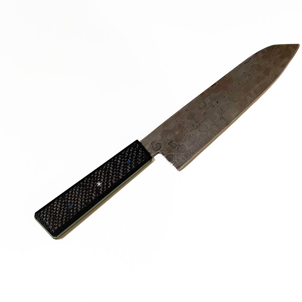 Handmade Knife - Colorado Made  B&D Knives Amazing Steampunk Santoku- 7-1/4in. Bicycle Chain Damascus