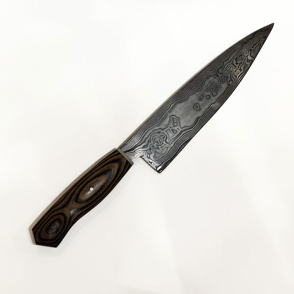 Handmade Knife- Colorado Made  B&D Knives Damascus Carbon Steel 8 Inch Chef's Knife