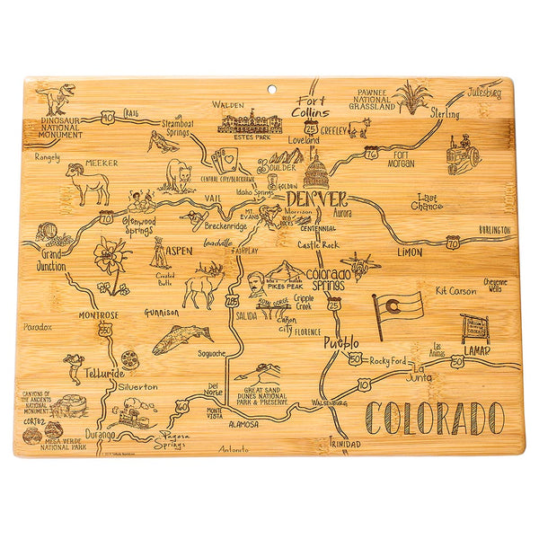 Destination Colorado Laser Etched Bamboo Charcuterie/Cutting Board -14.5 inch x 10.75 inch