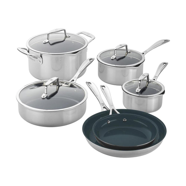 Zwilling Clad CFX Stainless Steel with Ceramic Non-Stick 10 Piece Cookware Set