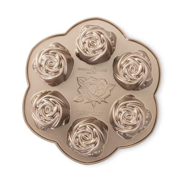 American Made Nordicware Cast Spring Rosebud Cakelet Pan- Toffee Non Stick