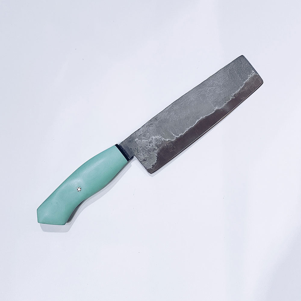 Handmade Knife- Colorado Made  B&D Knives Brut de Forge Carbon Steel 6.5 Inch Nakiri Knife