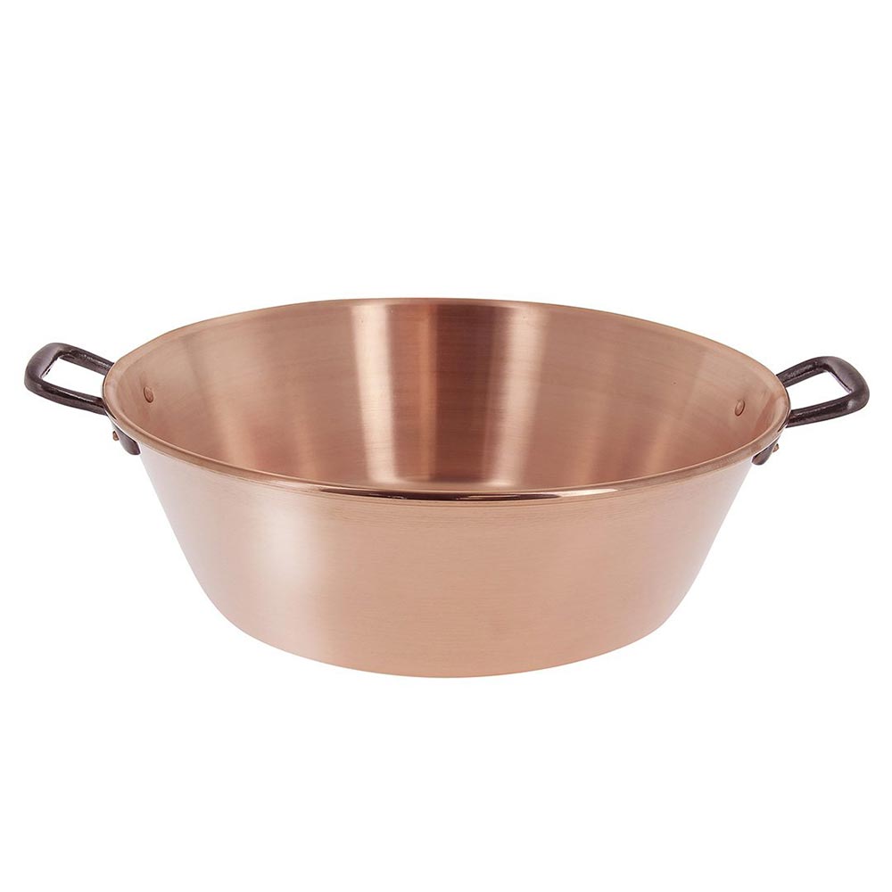 De Buyer French Made Solid Copper Jam Pan With Cast Iron Handles - 12.7 Quart