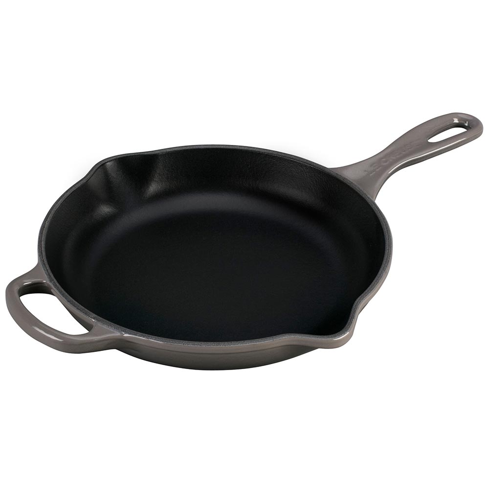 An oyster/ grey colored Le Creuset Signature Enameled Cast Iron 9