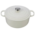 A white colored 7 - 1/4 Quart Le Creuset Signature Enameled Cast Iron Round French/Dutch Oven