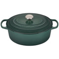 An artichaut/ green colored 6-3/4 Quart Le Creuset Signature Enameled Cast Iron Oval French/Dutch Oven
