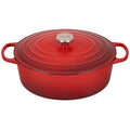 A cerise/ red colored 8 Quart Le Creuset Signature Enameled Cast Iron Oval French/Dutch Oven