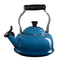A marseilles/ blue colored Le Creuset Enameled Steel 1.7 Quart Classic Whistling Tea Kettle