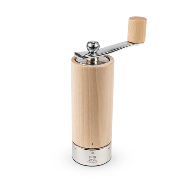 Peugeot Isen U-Select Wood Pepper Mill with Crank Handle- Natural- 7 inch